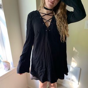 Black lace up dress
